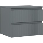 MEXEN/S - Rivel kúpeľňová skrinka pod umývadlo 60 cm s doskou, 2 zásuvky, reliéf, grafit mat 91A20-06047-2-BFFC66