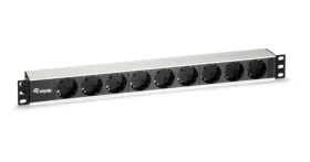 Equip 19" Zásuvkový panel čierna / strieborná / Zásuvkový panel / 1U / 9x Schuko / 16 A / hliník (333292)