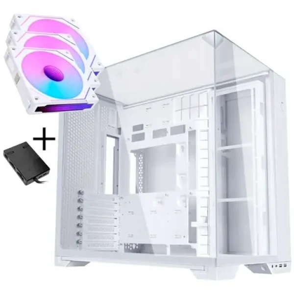 Lian Li O11 Vision Compact biela + 3× UNI FAN SL-INF 120 mm / PC skriňa / Mid Tower / Tempered Glass / ARGB (GABU-751)