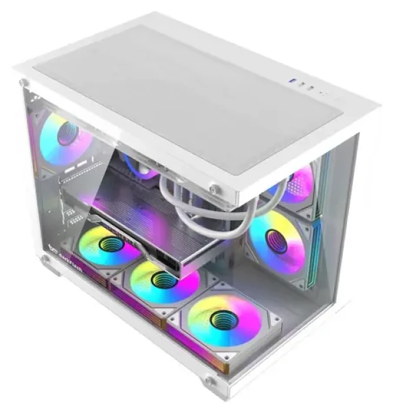 DarkFlash B275 PRE biela / Skriňa PC / Mini Tower / M-ATX / ITX / 6× 120 mm ventilátor / Tvrdené sklo (B275 PRO WHT +6F)