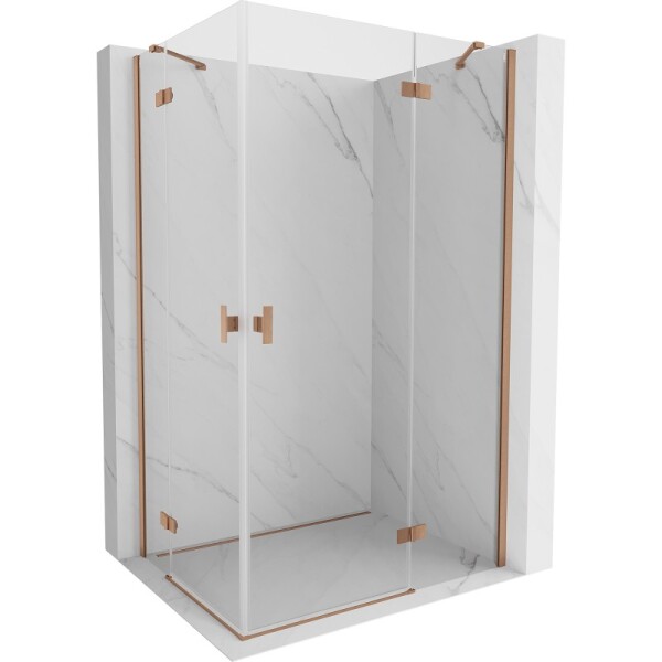 MEXEN/S - Mist-H Duo sprchovací kút dvere krídlové 75 x 120, transparent, meď kartáčovaná 8A5-075L-120P-65-00