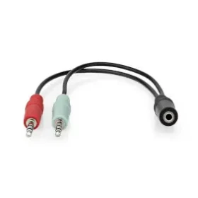 Nedis Stereo Audio kábel jack 3.5mm (F) - 2x jack 3.5mm (M) 0.20m čierna (CAGB22160BK02)
