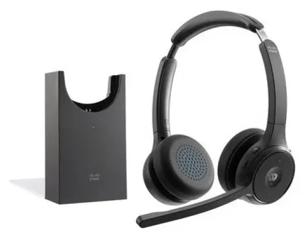 Cisco Headset 722 Wireless Carbon Black / Bezdrôtová náhlavná súprava / obojstranné slúchadlo / mikrofón / stojanček (HS-WL-722-BUNAS-C)