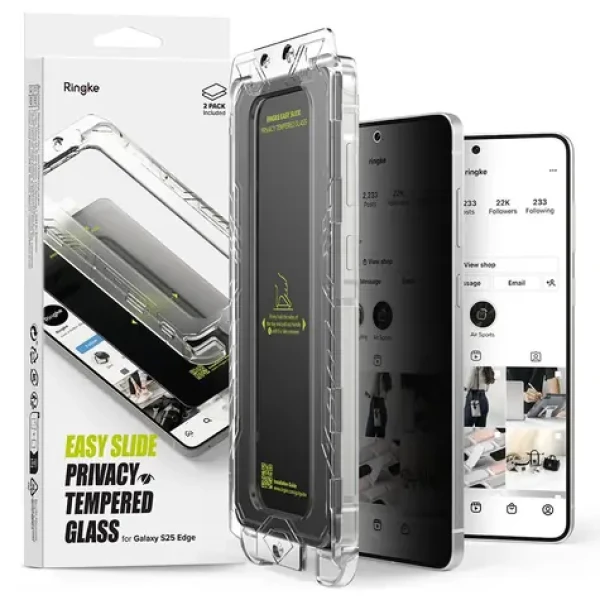 Ringke Easy Slide Privacy 2 ks / Ochranné tvrdené sklo / Privacy filter / Samsung Galaxy S25 Edge (8800293854494)
