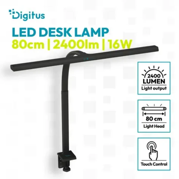 LED stolná lampa 80 cm čierna / Stolná lampa / 2400 lm / 16 W / stmievateľná 5 stupňov / 3000-6500K (DA-90492)