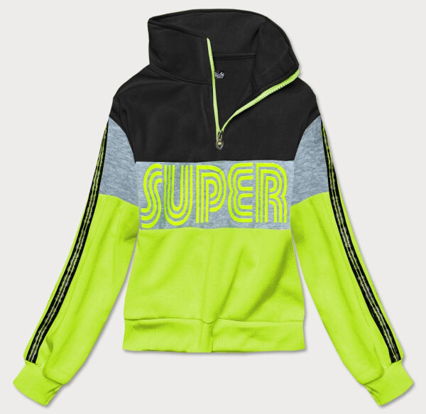 Čierno-zelená dámska športová mikina (26019) -J.Style XL černo-zelená