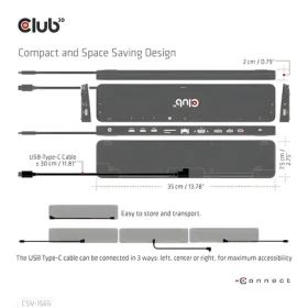Club3D CSV-1565 čierna / Dokovacia stanica USB-C 14v1 / HDMI / DP / VGA / 3x USB-A / 2x USB-C / RJ-45 / SD / MicroSD (CSV-1565)