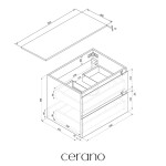 CERANO - Kúpeľňová skrinka Carole - čierna matná + doska z lit. mramoru Elanys - 12 mm - biela matná - 70x49,2x46 CER-8050BD85519
