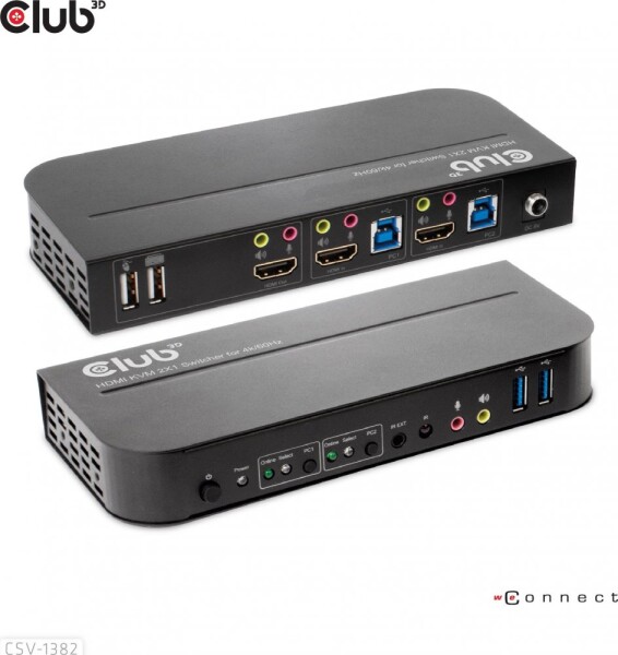 CLUB3D CSV-1382 sieťový prepínač - switch čierna / HDMI / HDCP / HDR / podpora IR ovládača (CSV-1382)