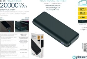 Prokovinet ProkovINET POWER BANK 20 000 MAH PD65W QUICK CHARGE BLACK [45871]