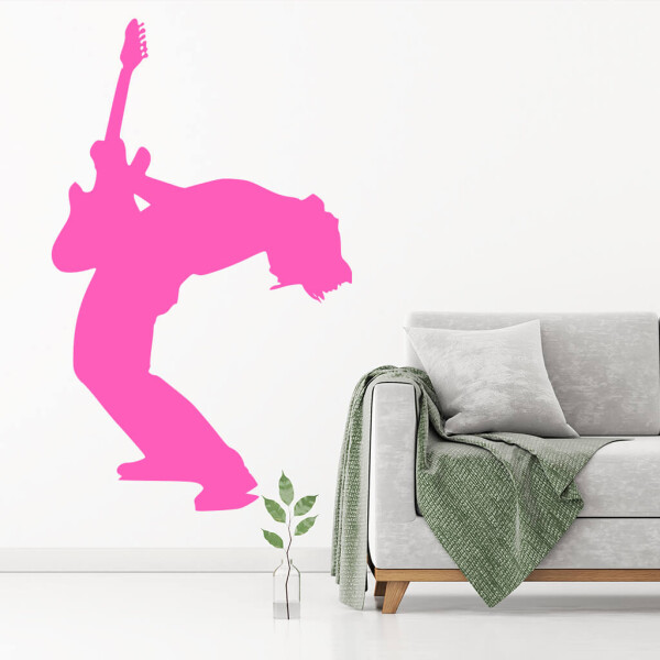 Veselá Stena Samolepka Silueta Rocker Farba: růžová, Veľkosť: 40 x 24 cm