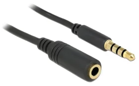 DeLock čierna / Predlžovací kábel Audio Jack 3.5 mm / iPhone 4 pin / 1 m / pozlátené konektory (84666)