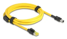 DeLock RJ45 - Mini I/O 8pin D-Form Typ2 / Sieťový kábel / Cat.6 / 2 m / čierna, žltá (81251)