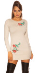 Sexy fine knit mini dress with floral embroidery Einheitsgroesse