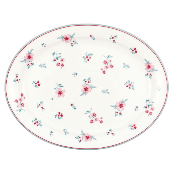 GREEN GATE Servírovací oválny tanier Sila White