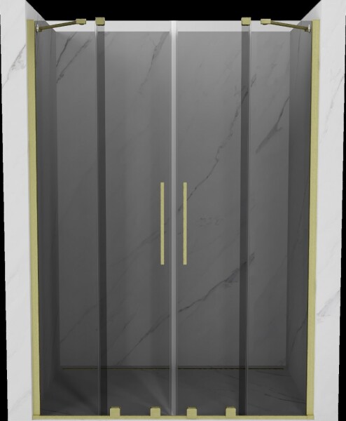 MEXEN/S - Velar Duo posuvné sprchové dvere 150, grafit, zlatá kartáčovaná 871-150-000-42-55