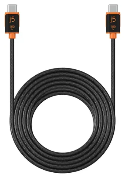 J5Create USB-C Sync Charge kábel čierna/oranžová / Nabíjací kábel / USB-C - USB-C / 100W PD / 3 m (JUCX25L30-N)