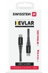 Swissten KEVLAR dátový kábel USB-C 1.5m šedá / 60W / 3A / 1x USB-C(M) / 1x USB-C(M) (71542010)