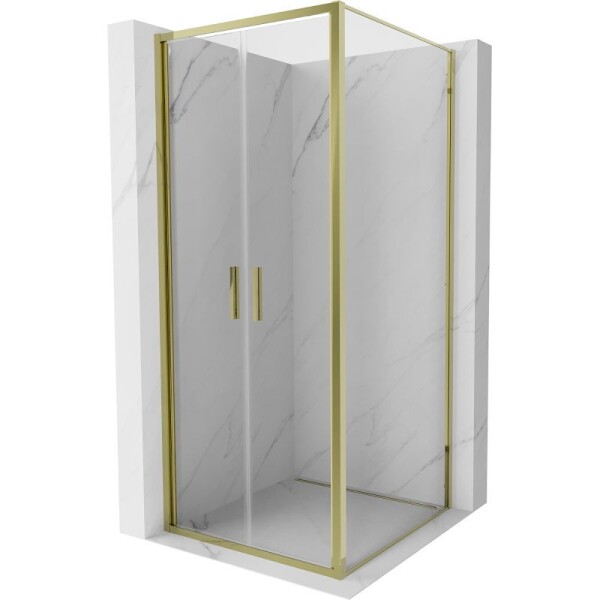 MEXEN/S - Exo sprchovací kút dvere krídlové 100 x 100, transparent, zlato 814-100-100-50-00
