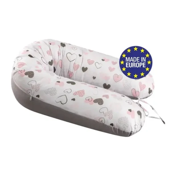 Bomimi ADOS dojčiaci vankúš 150x30, SRDIEČKA ružová/sivá (BO2311GRY034)