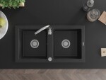 MEXEN - Mario granitový drez dve mísy 820x436 mm, čierna / strieborná metalíza 6504822000-73