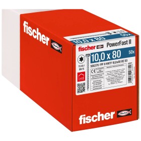 Fischer PowerFast II 566376 skrutka so šesťhranom 10 mm 80 mm vnútorná hviezdica ocel glavanizované zinkom 50 ks; 566376