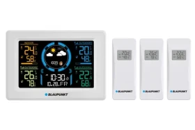 Blaupunkt WS40WH biela / Meteostanica / 3x bezdrôtové teplotné čidlá / meranie vlhkosti / kalendár (5901750506079)