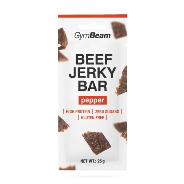 Beef Jerky Bar - GymBeam (korenené, 25 g) (60658-2-25g-peppered)