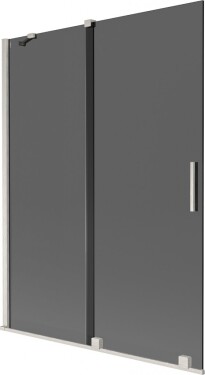 MEXEN/S - Velár dvojkrídlová posuvná vaňová zástena 130 x 150, grafit, nikel kartáčovaný 896-130-000-41-97