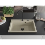 MEXEN/S MEXEN/S - Elix granitový drez 1-miska 700 x 500 mm, béžový, sifón čierna 6526701005-69-B