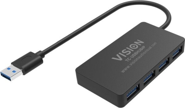 Vision 4 x USB 3.0 Anschlusse - 5Gbps - 30 cm Kabel - schwarz