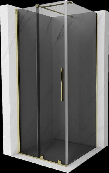 MEXEN/S - Velár sprchovací kút, posuvné dvere 110 x 110, grafit, zlato 871-110-110-41-50