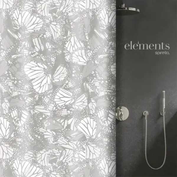 Elements by Spirella NOVA bielo-sivý / Sprchový záves / 180 x 200 cm / polyester