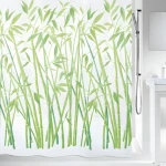 SPIRELLA sprchový záves BAMBUS biely / motív bambusy / 180 x 200 cm / polyester