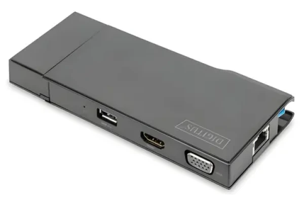 Digitus DA-70894 / Cestovná dokovacia stanica / USB-C / HDMI / VGA / RJ-45 / čítačka kariet SD/microSD (DA-70894)