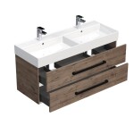 Kúpeľňová skrinka s čiernou úchytkou a umývadlom SAT Cube Way 120x53x46 cm dub Wellington mat CUBE46C1202DWSAT CUBE46C1202DWSAT