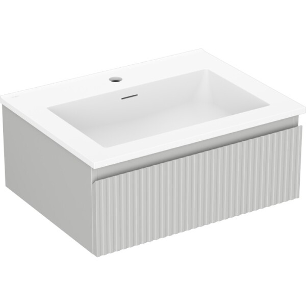 MEXEN/S - Rivel kúpeľňová skrinka 60 cm s umývadlom Otis, 1 šuplík, reliéf, šedá mat/biela mat 91A20-06023-1-BF62-W18M01