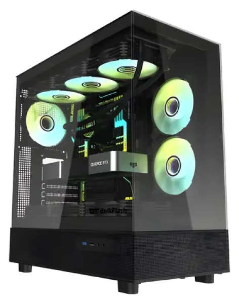 DarkFlash DPX90 čierna / ATX / 3x ventilátor / 270 ° panorama sklo / USB-C 3.1 / bez zdroja (DPX90 Black)