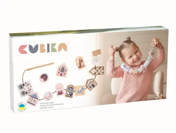 CUBIKA Pastel 16013 Navliekacia rozprávka - navliekací set - 13 drevených dielov a 8 predlôh
