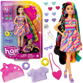 Bábika Barbie Totally Hair farebné vlasy doplnky srdiečka