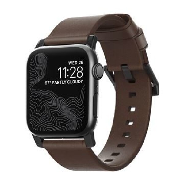 Nomad Leather kožený remienok pre Apple Watch (42 amp; 44 mm) hnedá koža čierna pracka (NM1A4RBM00)