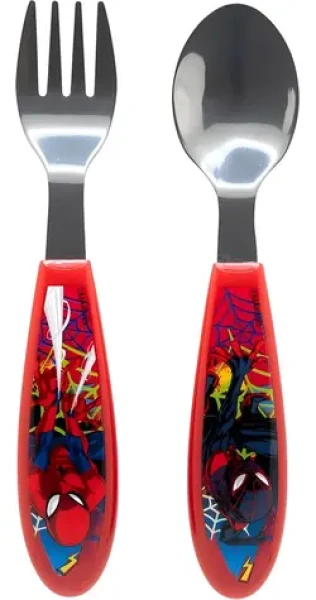 STOR Detský príbor 2ks Spiderman / Nerezová oceľ / Bez BPA (83518)