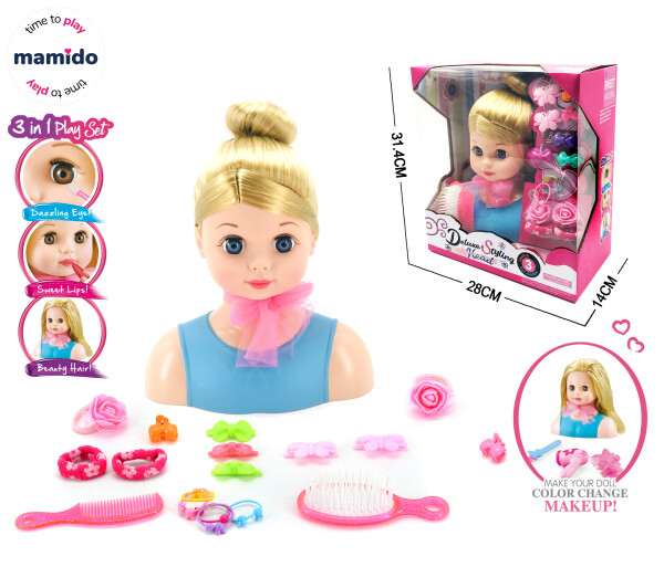 Mamido Mamido Česacia hlava s doplnkami a make-up modrá, blondína