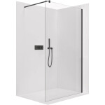 CERANO - Sprchová zástena Walk-in Onyx Round Ľ/P - 10 mm - guľatá vzpera - čierna matná, transparentné sklo - 160x200 CER-9040B413