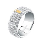 Trussardi Oslnivý bicolor prsteň s kryštálmi T-Round TJAYF1701 54 mm