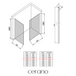 CERANO - Sprchová zástena Walk-in Crystal TL/P - 10 mm - bezvzperový systém - čierna matná, grafitové sklo - 120x120x200 CER-8050BD80783