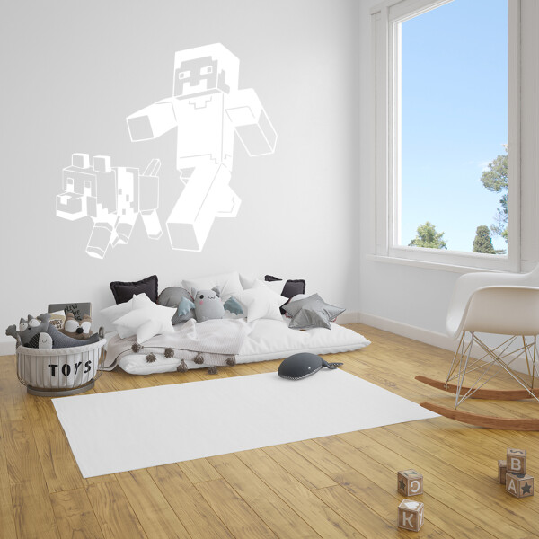 Veselá Stena Samolepka Minecraft so psom Farba: bílá, Veľkosť: 40 x 38 cm