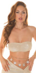 Sexy Koucla Glitter Bandeau Crop Top KYLIE Look BEIGE M