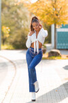 Sexy used look Highwaist Jeans denimblue