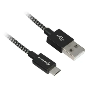 Sharkoon USB 2.0 čierna-šedá / Kábel / USB-A - USB-B / opletený hliníkový plášť / 3M (4044951027026)